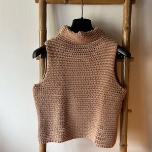 INTERMIX Sleeveless Brown Cowl Neck Sweater